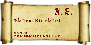 Méhes Richárd névjegykártya