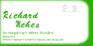 richard mehes business card